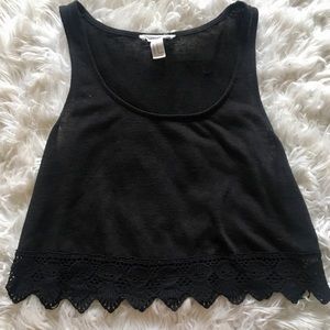 Lace Accented Crop Top